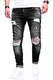 behype. Herren Destroyed Stretch Jeans-Hose Used Slim-Fit 80-2369 Schwarz W32/L32
