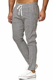 Red Bridge Herren Hose Scacchi Jogg Pants Freizeithose Kariert mit Gummibund Grau M