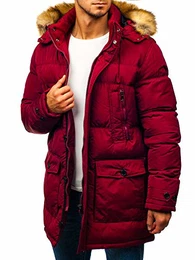 Herren Winterjacke Parka Casual Style John Ricci R110 Weinrot M [4D4]