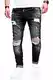 behype. Herren Destroyed Stretch Jeans-Hose Used Slim-Fit 80-2369 Schwarz W29/L32