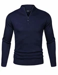 iClosam Herren Strickpullover Mit Stehkragen Und Reißverschluss Blau