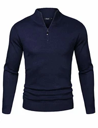 iClosam Herren Strickpullover Mit Stehkragen Und Reißverschluss Blau