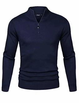 iClosam Herren Strickpullover Mit Stehkragen Und Reißverschluss Blau