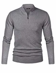 iClosam Herren Strickpullover Mit Stehkragen Und Reißverschluss Grau
