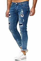 Red Bridge Herren Jeans Hose Regular-Fit Ripped Frayed Destroyed Blau W32 L32