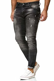 Herren Jeans Hose Slim-Fit Ripped Redemption Schwarz W31 L32