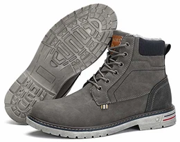 Winterschuhe Herren Winterstiefel Gefüttert Männer Outdoor Boots Wasserdicht Trekking Winter Warm Stiefel Rutschfeste Grau 43 EU