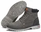 Putu Winterschuhe Herren Winterstiefel Gefüttert Männer Outdoor Boots Wasserdicht Trekking Winter Warm Stiefel Rutschfeste Grau 43 EU