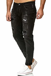 Red Bridge Herren Jeans Hose Regular-Fit Ripped Frayed Destroyed Schwarz W30 L32