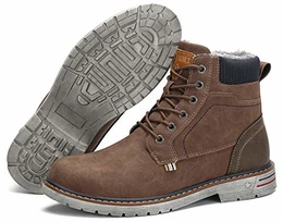 Winterschuhe Herren Wasserdicht Warm Gefüttert Klassische Boots Outdoor rutschfest Kurzschaft Stiefel Braun 43 EU
