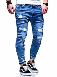 . Herren Destroyed Stretch Jeans-Hose Used 80-6376 Blau W32/L32
