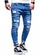behype. Herren Destroyed Stretch Jeans-Hose Used 80-6376 Blau W32/L32