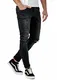 Burocs Herren Destroyed Jeans Slim Fit Skinny Stretch Blau Schwarz BR1512, Hosengröße:W32 L32, Farbe:Schwarz 3