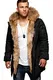 behype. Herren Winter-Parka Winter-Jacke mit Kunstfell & Kapuze Biker Mantel 55-1790-N Schwarz M