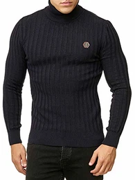 Herren Rollkragen Pullover Sweatshirt Strickpullover Navy M