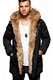 behype. Herren Winter-Parka Winter-Jacke mit Kunstfell & Kapuze Biker Mantel 55-1790-N Schwarz L