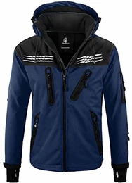 Herren Softshell Jacke Outdoor Regenjacke Windbreaker Softshelljacken Wanderjacke Skijacke Laufjacke Thermojacke Kapuze H-159 Navy S
