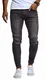 Leif Nelson Herren Hose Jeans Stretch Jeanshose Chino Cargo Hose Jogger Freizeithose Slim Fit LN9145; W32L32, Schwarz