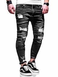 . Herren Destroyed Stretch Jeans-Hose Used 80-6376 Schwarz W32/L32