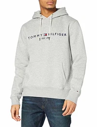 Herren TOMMY LOGO HOODY Sweatshirt, Grau (Cloud Htr 501), Medium (Herstellergröße:M)