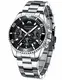 MEGALITH Herrenuhr Militär Edelstahl Silber Chronographen Herren Armbanduhr Großes Wasserdicht Schwarz Zifferblatt Leuchtende Uhren fur Männer Analog Datum