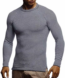 Leif Nelson Herren-Strickpullover Rundkragen LN20746