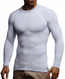 Strickpullover Herren Rundhals (Grau, Größe M) - Dünner Männer Strick Pullover für Winter & Sommer - Coole Crewneck Männer Pullover