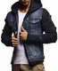 Leif Nelson Herren Jeansjacke Kapuzen Jacke Hoodie Sweatjacke Freizeitjacke LN5755; Größe M, Blau