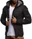 Leif Nelson Herren Strickjacke Elegante Freizeitjacke Kaputze Männer Jacke Slim Fit LN5605;M,Schwarz-Anthra
