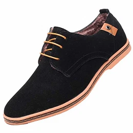 Herren Freizeit Schuhe aus Leder Business Anzugschuhe Atmungsaktiv Lederschuhe Oxford Halbschuhe Party Hochzeit übergrößen 38-46 (42 EU, Schwarz-R-077)