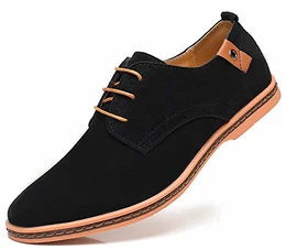 Herren Freizeit Schuhe aus Leder Business Anzugschuhe Atmungsaktiv Lederschuhe Oxford Halbschuhe Party Hochzeit übergrößen 38-46 (40 EU, Schwarz-077)