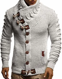 Herren Strickjacke Männer Jacke Moderne Freizeitjacke Stylische Übergangsjacke LN5585;M;Ecru-Grau