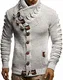 Leif Nelson Herren Strickjacke Männer Jacke Moderne Freizeitjacke Stylische Übergangsjacke LN5585;M;Ecru-Grau