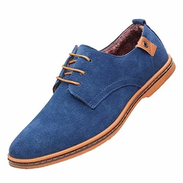 Herren Freizeit Schuhe aus Leder Business Anzugschuhe Atmungsaktiv Lederschuhe Oxford Halbschuhe Party Hochzeit übergrößen 38-46 (41 EU, Blau-R-077)