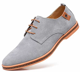 Herren Freizeit Schuhe aus Leder Business Anzugschuhe Atmungsaktiv Lederschuhe Oxford Halbschuhe Party Hochzeit übergrößen 38-46 (41 EU, Grau-077)