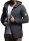 Leif Nelson Herren Strickjacke lang mit Kapuze & Reißverschluss (Grau, Größe M) - Strick Sweatjacke Männer Cardigan für Winter