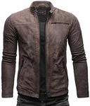 Crone Epic Herren Lederjacke Cleane Leichte Basic Jacke Blau