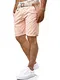 Indicode Herren Cuba Chino Shorts mit 5 Taschen inkl. Gürtel aus 100% Baumwolle   Kurze Hose Regular Fit Bermudas Sommerhose Herrenshorts Short Men Pants Chinohose für Männer Cameo Rose M
