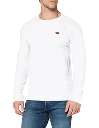 Herren Long-Sleeve Original Housemark Tee T-Shirt, Cotton + Patch White, XS