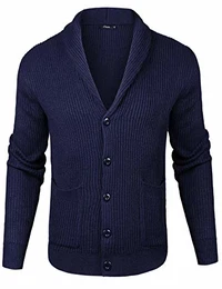 Herren Strickjacke Cardigan Mit V-Ausschnitt Aus Baumwolle (Dunkelblau-b, M)
