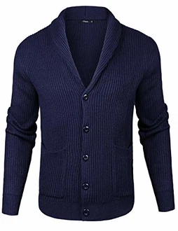 iClosam Herren Strickjacke Cardigan Mit V-Ausschnitt Dunkelblau iClosam Herren Strickjacke Cardigan Mit V-Ausschnitt Dunkelblau