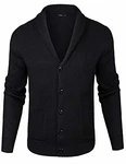iClosam Herren Strickjacke Cardigan Mit V-Ausschnitt Schwarz