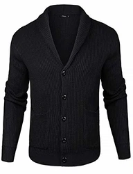 iClosam Herren Strickjacke Cardigan Mit V-Ausschnitt Schwarz
