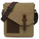 Klein Schultertasche Herren, VASCHY Vintage Segeltuch Herrentasche Echtes Leder Umhängetasche Männer Kuriertasche Crossbody für Arbeit, Schule, Alltag Khaki