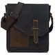 Klein Umhängetasche Herren, VASCHY Vintage Segeltuch Herrentasche Echtes Leder Schultertasche Klassische Kuriertasche Crossbody für Arbeit, Schule, Alltag Dunkelgrau