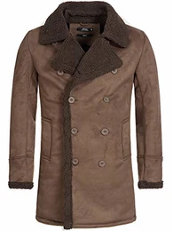 Herren Barlow Kurzmantel mit breitem Reverskragen und Teddyfell kurzer Herrenmantel moderner Wintermantel Warmer Zweireiher modischer Mantel für Männer Demitasse M