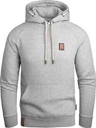 Herren Kapuzenpullover mit Inside Out Hood String grau meliert, M, GEC484