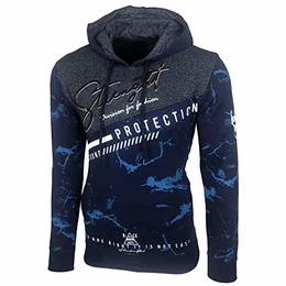 Herren Pullover Hoodie Sweatjacke Longsleeve Sweatshirt Jacke Langarm Kapuzenpullover Hoody Sweater 2628, Farbe:Marine, Größe:L