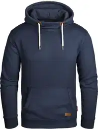Herren Kapuzenpullover Kapuzenjacke Hoodie mit hoch abschließendem Kragen GEC494 (M, Navy)