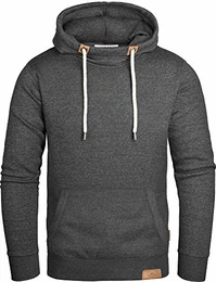 Herren Kapuzenpullover mit hohem Kragen anthrazit, M, GEC474